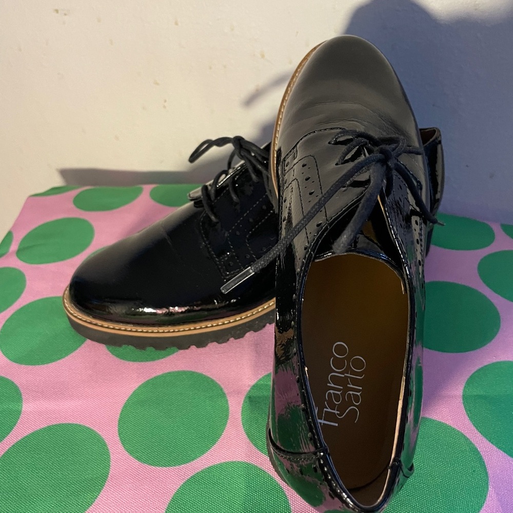 Franco Sarto Black Glossy Loafers